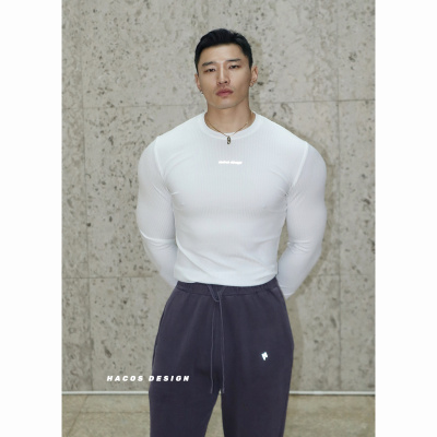 HACOS 春秋新款修身运动长袖T恤 套头打底衫上衣 训练弹力速干