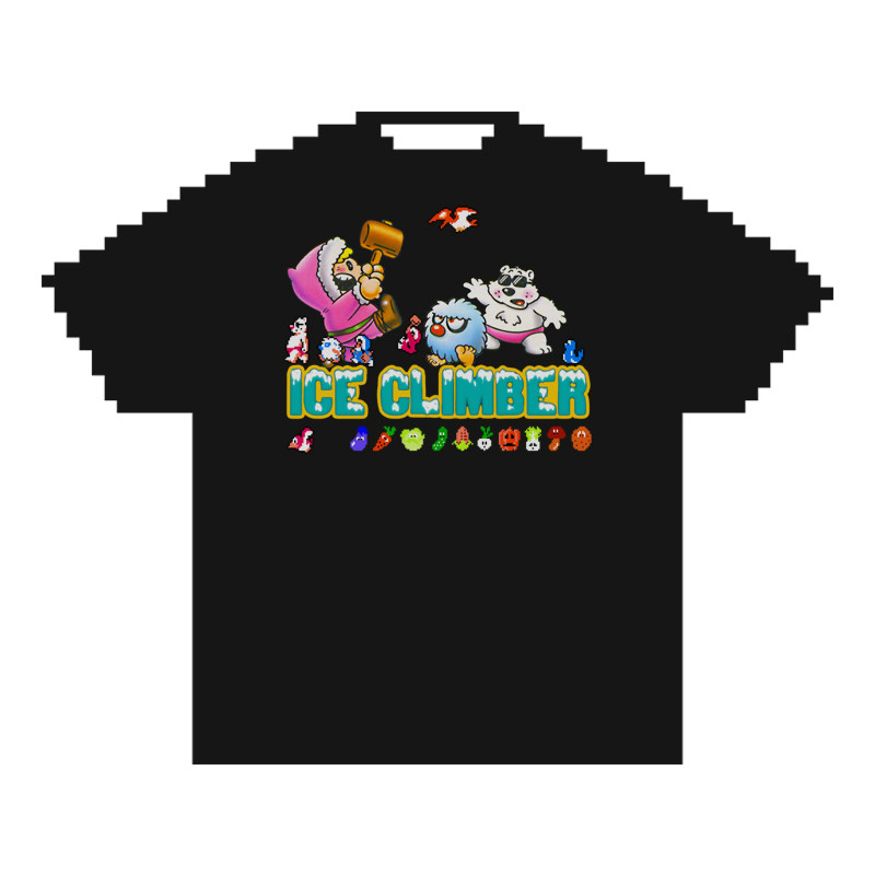 fc 8bit 《敲冰块》 游戏印花T恤夏季潮牌短袖大码半袖长袖T恤
