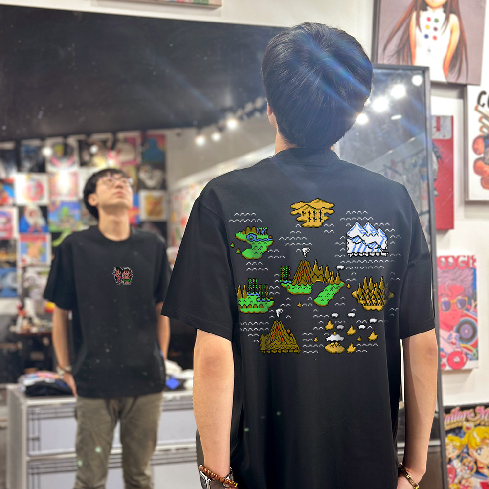 【原创】8BIT风格 FC冒险岛1 复古游戏T恤手绘像素印花创作短袖