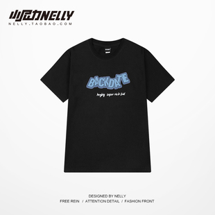 新款 夏季 宽松纯棉印花体恤 t恤男潮牌情侣装 日系oversize复古短袖