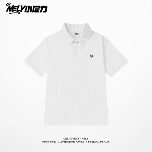 小尼力美式复古刺绣POLO衫短袖