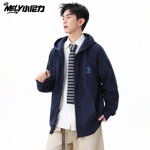 潮牌拉链开衫连帽卫衣