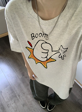 重磅短袖t恤男士2026新款夏季纯棉美式潮牌潮流宽松白色百搭衣服