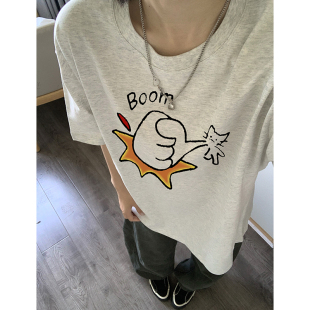 纯棉美式 重磅短袖 夏季 2026新款 潮牌潮流宽松白色百搭衣服 t恤男士