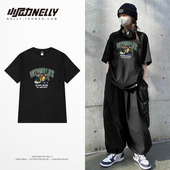 T恤男潮流运动纯棉半截袖 小尼力潮牌小熊印花黑色短袖 新款 ins夏季