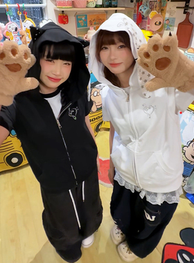 NELY小尼力甜酷y2k创意小天使连帽背心女夏季立体耳朵拉链T恤潮