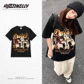 vibe休闲宽松打底衫 T恤男夏季 chic港风内搭上衣 印花小熊短袖 美式