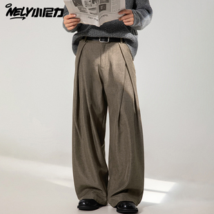 新款 宽松大码 直筒西装 卡其色垂感西裤 男生休闲裤 春秋夏季 裤 子 男士
