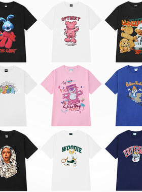 夏季新款国潮印花短袖t恤纯棉宽松圆领ins潮流男女体恤上衣打底衫