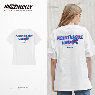 ulzzang嘻哈夏季男生五分袖上衣潮牌潮流嘻哈衣服ins宽松短袖t恤