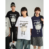 上衣 情侣半袖 ulzzang小众卡通小羊ins潮牌短袖 t恤男女2026年新款