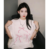 T恤圆领宽松休闲半袖 蝴蝶结字母印花短袖 男女 新款 小尼力2026夏季