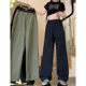 宽松高腰直筒长裤 NELY小尼力美式 男女秋冬新款 裤 复古宽松休闲工装