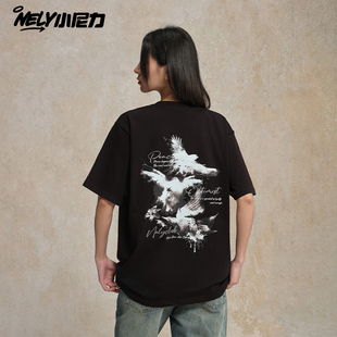 tee中袖 美式 卡通情侣休闲半袖 T恤男女夏季 趣味ins字母印花短袖