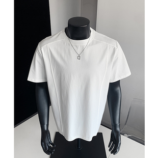 体恤潮牌百搭短袖 复古宽松插肩袖 上衣 美式 ins拼接白色T恤男夏季