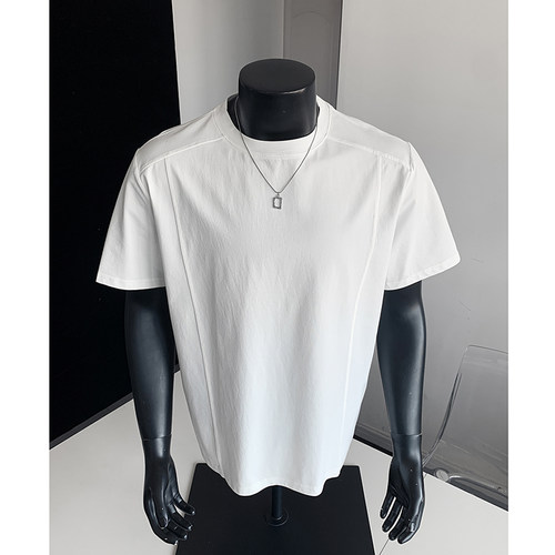 小尼力纯色拼接短袖T恤