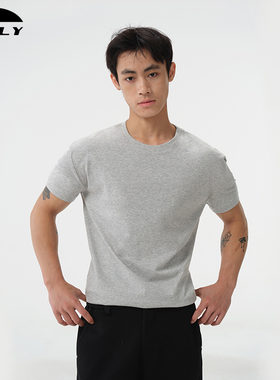 NELY小尼力sorona索罗娜凉感t恤男士短袖夏防晒纯色重磅抗菌体恤