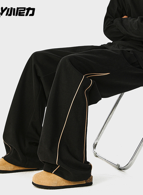 直筒裤子男款秋冬加绒运动男裤男士灰色抽绳裤男生冬季休闲裤卫裤