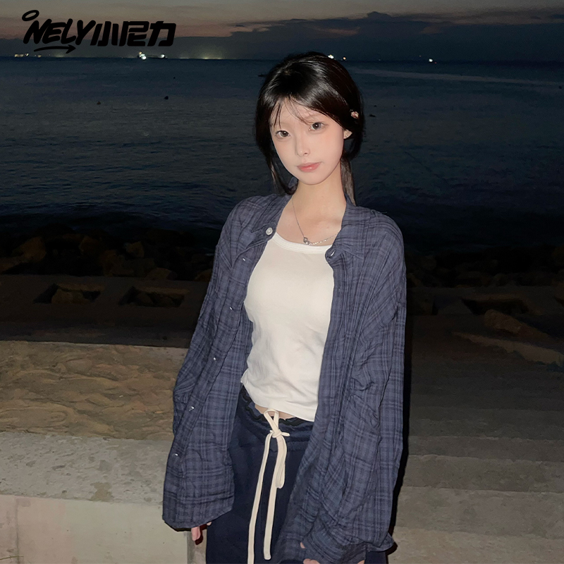 小尼力复古长袖格子衬衫