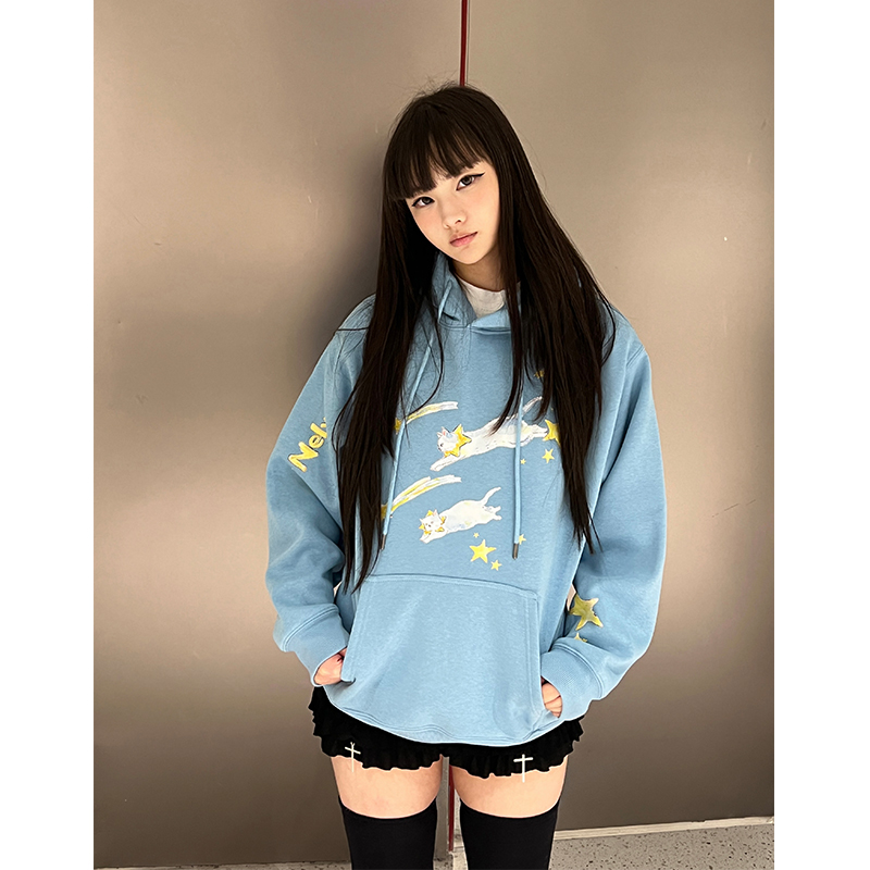小尼力撞色星星连帽卫衣