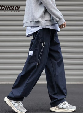 2025潮流美式直筒工装长裤春秋季季冬oversize休闲裤子男士阔腿裤