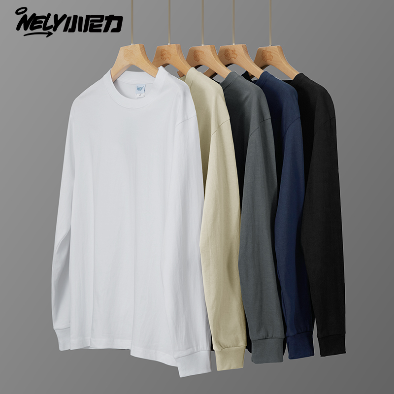 小尼力白色纯棉长袖T恤