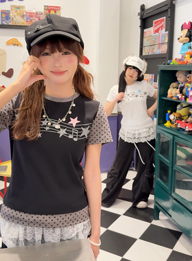 NELY小尼力Y2K轻亚风创意音符星星短袖T恤女2026夏季修身闺蜜体恤