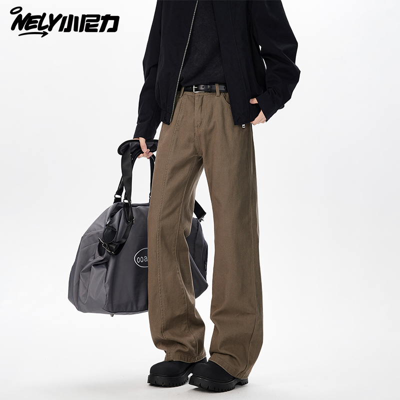 小尼力咖啡色牛仔长裤