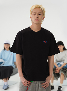 短袖t恤男日系简约纯棉重磅体恤宽松潮流百搭美式休闲上衣服夏季