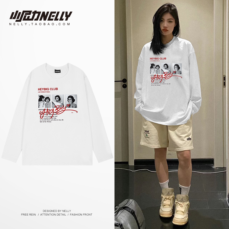 美式ins潮牌长袖t恤基础款简约