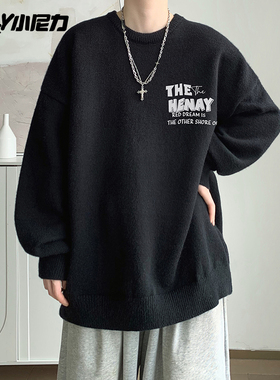 小尼力毛衣男秋冬季加厚美式复古慵懒风宽松大码情侣内搭针织衫