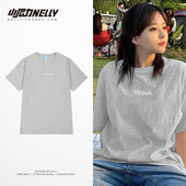 T恤半袖 logo复古纯色嘻哈套头短袖 男女 街舞滑板经典 欧美潮牌工装