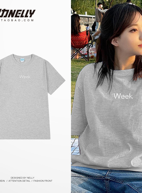 欧美潮牌工装街舞滑板经典logo复古纯色嘻哈套头短袖T恤半袖男女