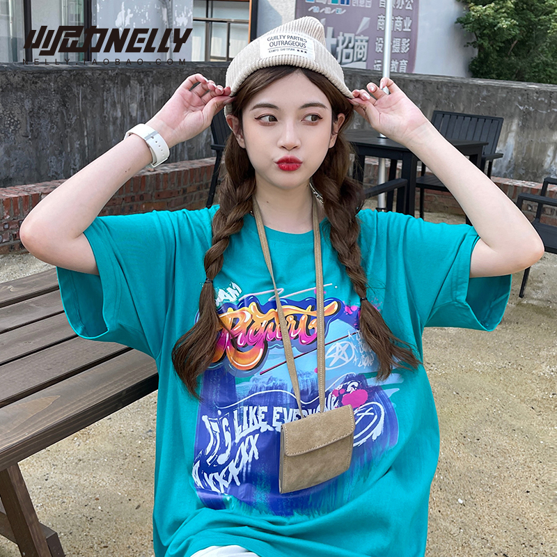 ins夏季街头嘻哈印花t恤休闲半袖