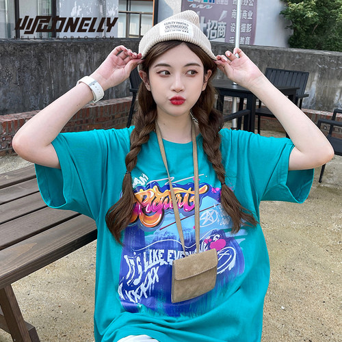 ins夏季街头嘻哈印花t恤休闲半袖