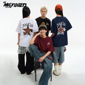 字母五角星印花oversize美式 tee 中袖 重磅高街男女短袖 T恤宽松半袖