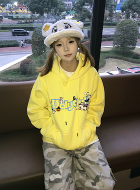 ins小狗连帽卫衣男秋装2026新款秋冬加绒青少年潮流重磅上衣外套