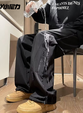 NELY小尼力冲锋裤男士潮牌春夏防泼水宽松直筒运动工装休闲长裤子