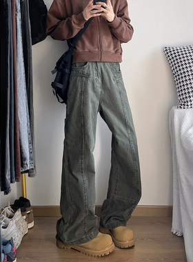 小尼力美式cleanfit弯刀工装裤男生潮牌春夏牛仔裤高街宽松长裤子