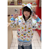 nely小尼力Y2K美式 满印星星拉链连帽卫衣女秋冬设计感外套上衣潮