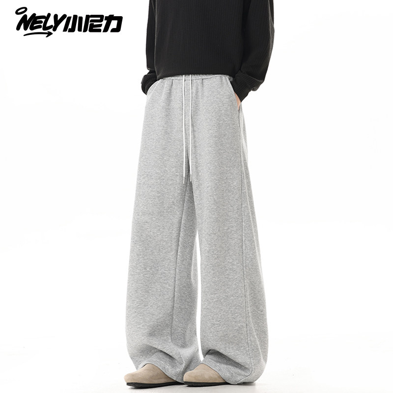 潮流灰色运动卫裤男冬季美式复古直筒休闲长裤基础款百搭阔腿裤子,男装,休闲裤,淘宝优惠券,粉丝福利购,淘宝优惠卷