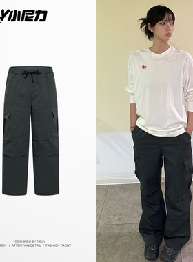 NELY小尼力美式复古高街多口袋工装裤男女宽松cleanfit休闲裤子