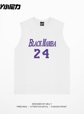 小尼力美式纯棉字母数字背心男女夏潮牌无袖t恤男生运动坎肩男款