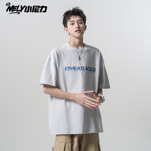 青少年纯棉潮牌潮流oversize半袖 美式 2026新款 t恤男夏季 上衣 短袖