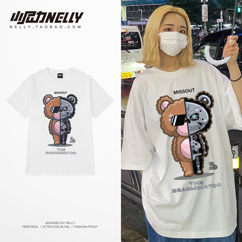 小尼力夏季新款潮牌学生印花短t