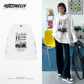 T恤 圆领套头衣服长袖 潮牌oversize复古印花卫衣男秋冬款 2026新款