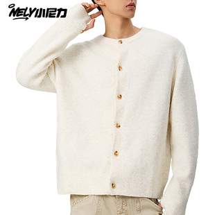 复古纯色打底衫 美式 潮牌vintage情侣针织衫 毛衣男冬季 慵懒风开衫