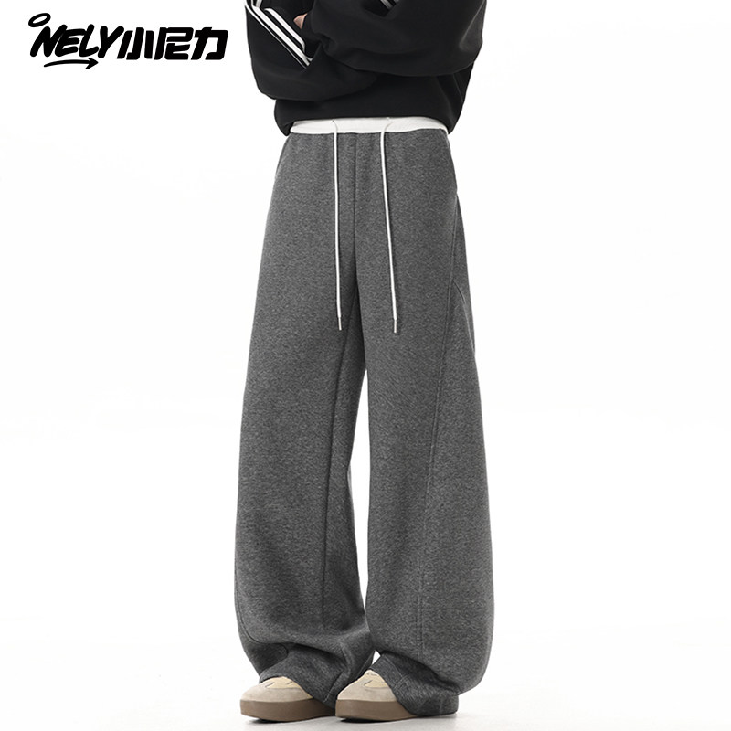 ins运动裤子男春季2025年美式宽松直筒休闲裤帅气百搭垂感长男裤,男装,休闲裤,淘宝优惠券,粉丝福利购,淘宝优惠卷