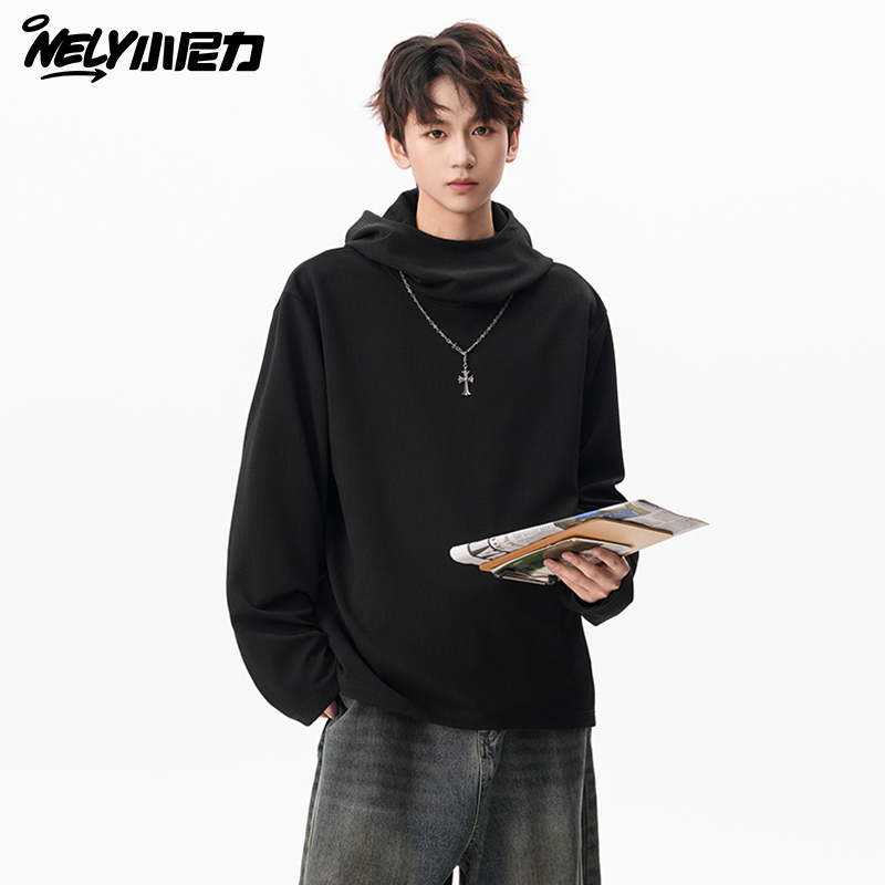 小尼力纯色潮牌连帽卫衣