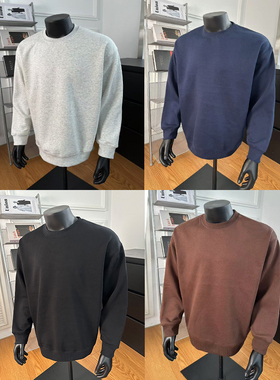 NELY小尼力春季新款420g加绒圆领卫衣2026男女纯色上衣宽松外套潮